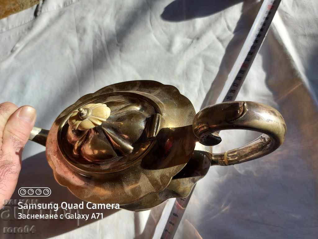 OLD ENGLISH SILVER KETTLE WITH MONOGRAM - 5 OLD ENGLISH SILVER KETTLE WITH MONOGRAM - 5