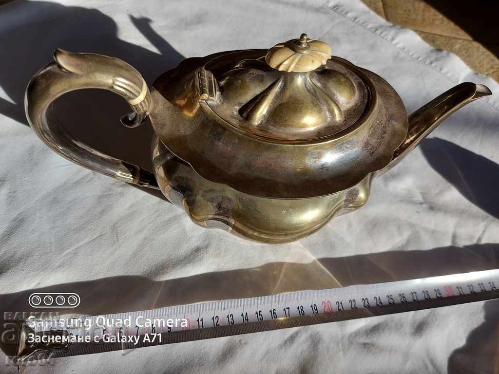 OLD ENGLISH SILVER KETTLE WITH MONOGRAM