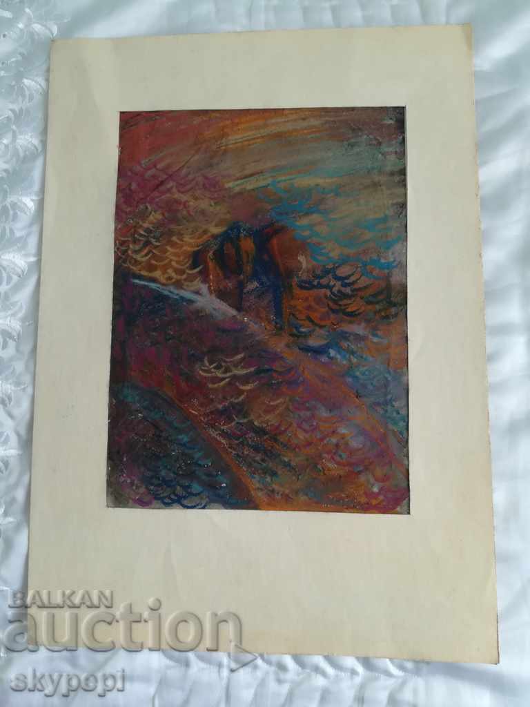 Auction Watercolor with passe-partout - abstraction Auction Watercolor with passe-partout - abstraction