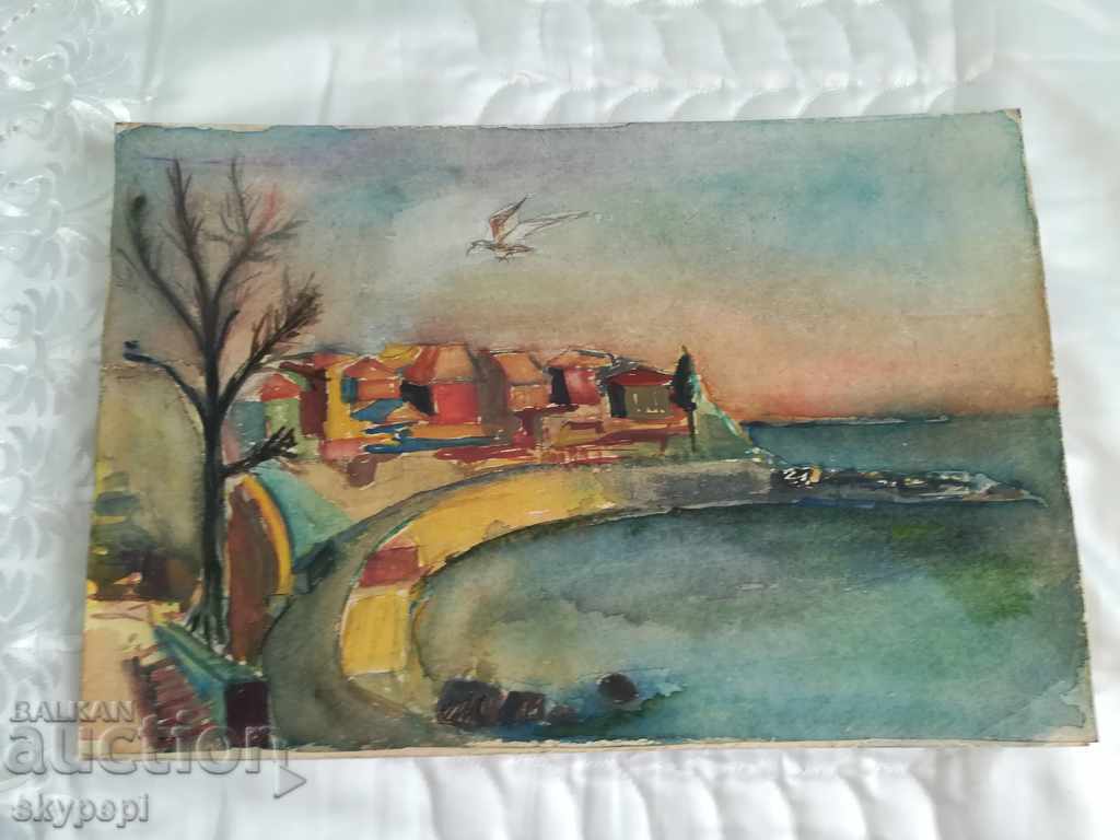 Watercolor on cardboard Nessebar with price 24.00 BGN | € 12.27