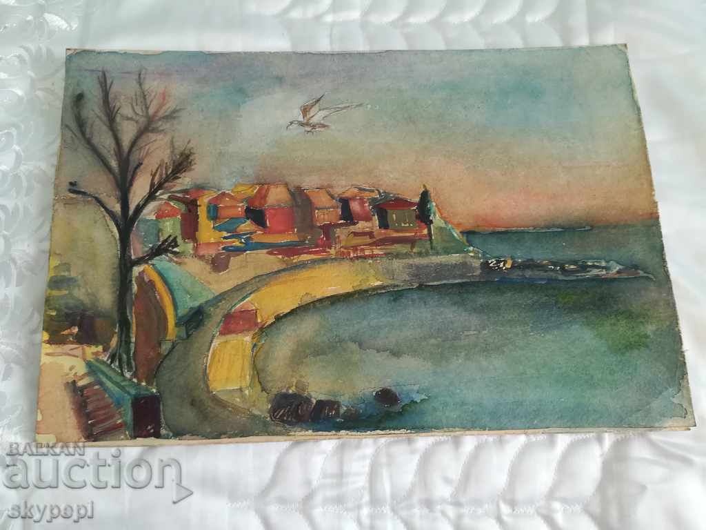 Auction  Watercolor on cardboard Nessebar