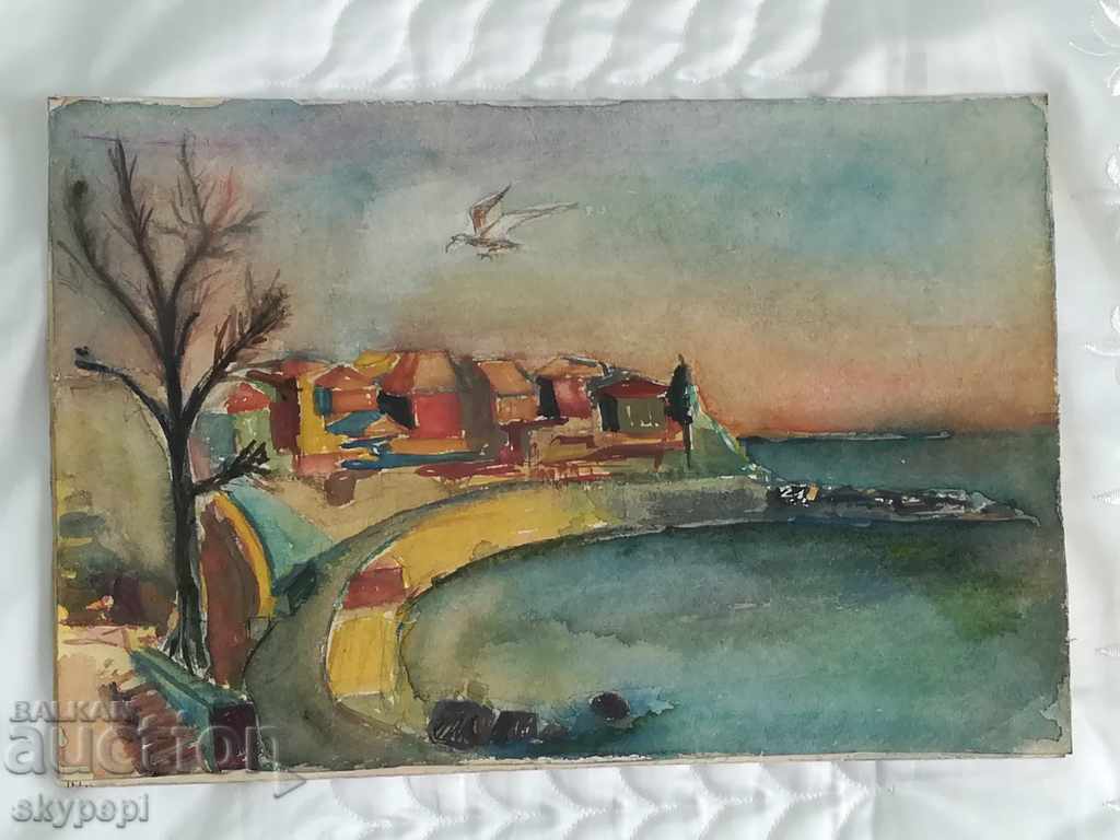 Delivery of Watercolor on cardboard Nessebar