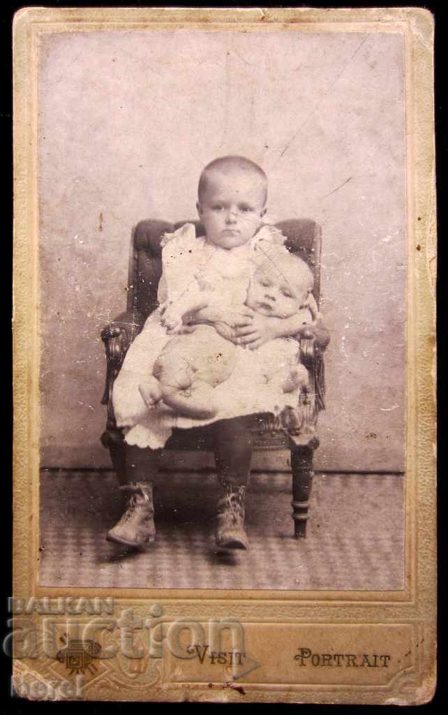 OLD PHOTO-BULGARIA-BABY-CHILDREN-THICK CARDBOARD