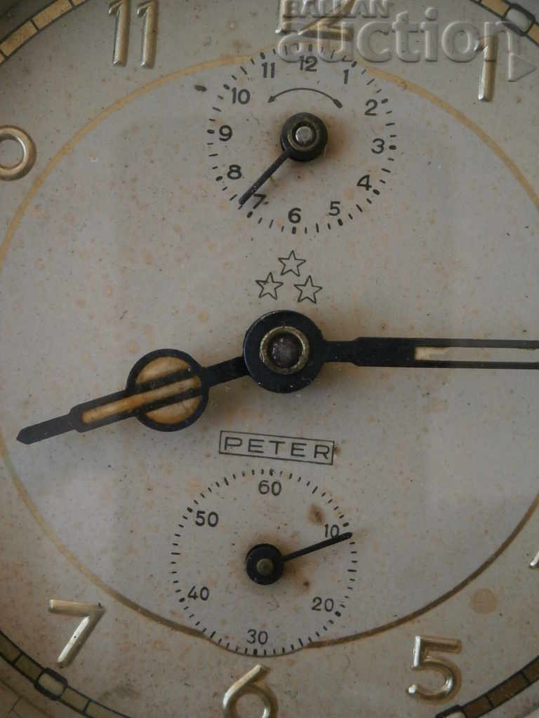 Delivery of antique alarm clock in a wooden box PETER