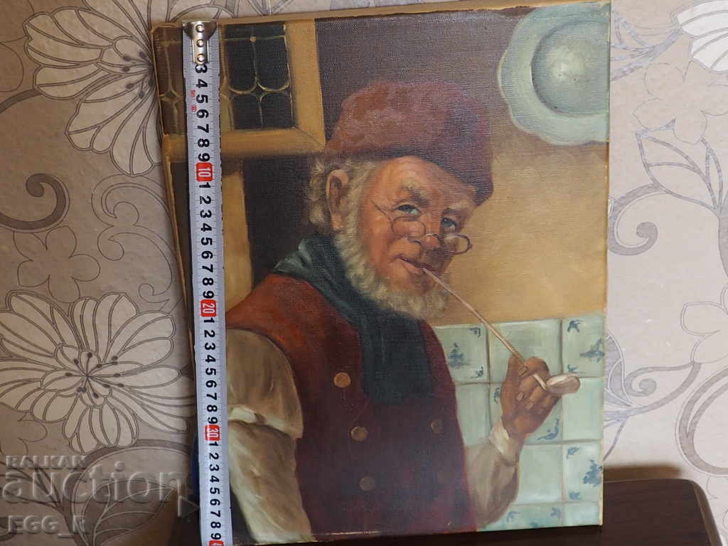 Oil painting of a man with a pipe