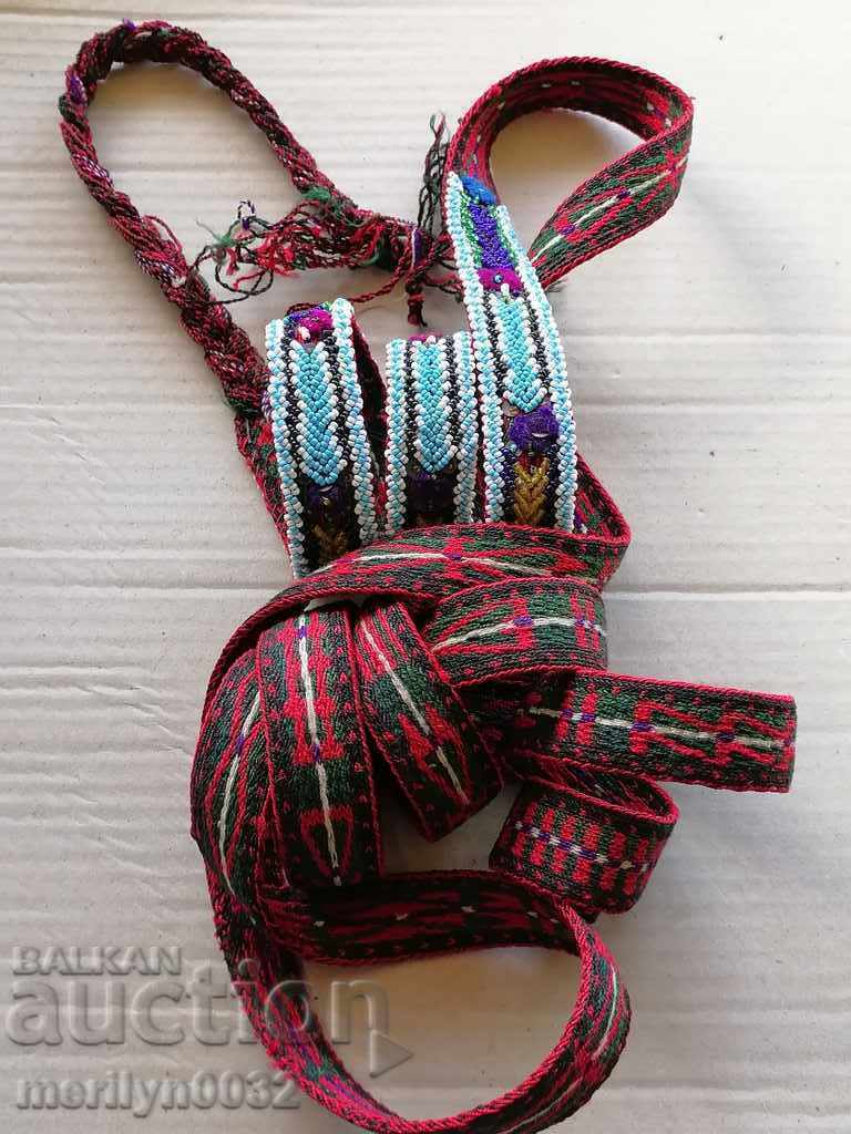 Curea tricotată manual 285 cm mărgele albastre Costum centură curea - 6