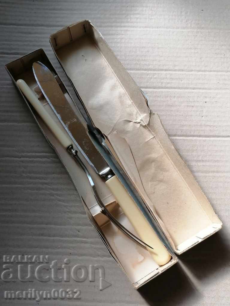 Old knife and fork for steaks barbecue blade RARE with price 68.00 BGN | € 34.77 Old knife and fork for steaks barbecue blade RARE with price 68.00 BGN | € 34.77