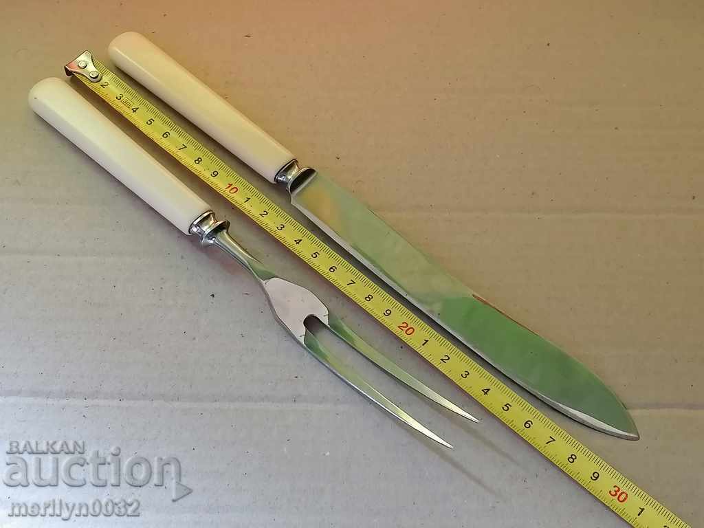 Auction Old knife and fork for steaks barbecue blade RARE Auction Old knife and fork for steaks barbecue blade RARE