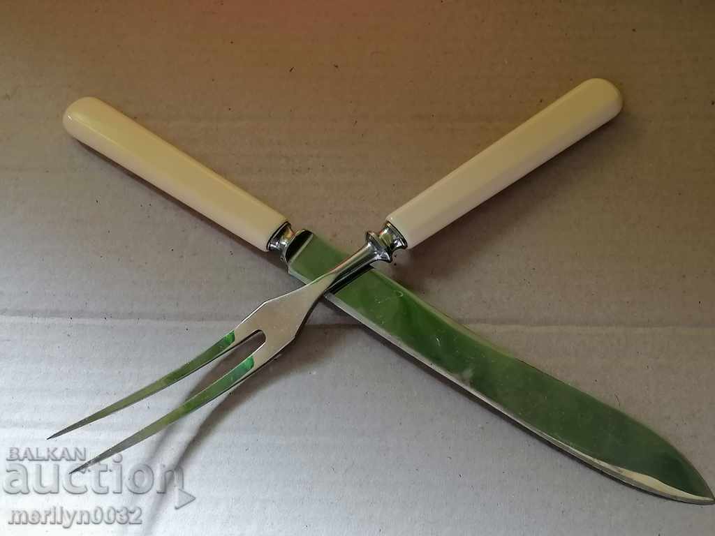 Delivery of Old knife and fork for steaks barbecue blade RARE Delivery of Old knife and fork for steaks barbecue blade RARE