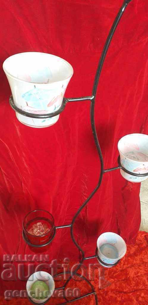 Beautiful metal cat candlesticks, flowers, etc - 6