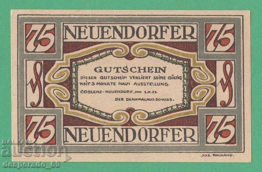 (¯` '• .¸NOTGELD (c. Coblenz-Neuendorf) 1921 UNC -75 pfeniga with price 3.00 BGN | € 1.53 (¯` '• .¸NOTGELD (c. Coblenz-Neuendorf) 1921 UNC -75 pfeniga with price 3.00 BGN | € 1.53
