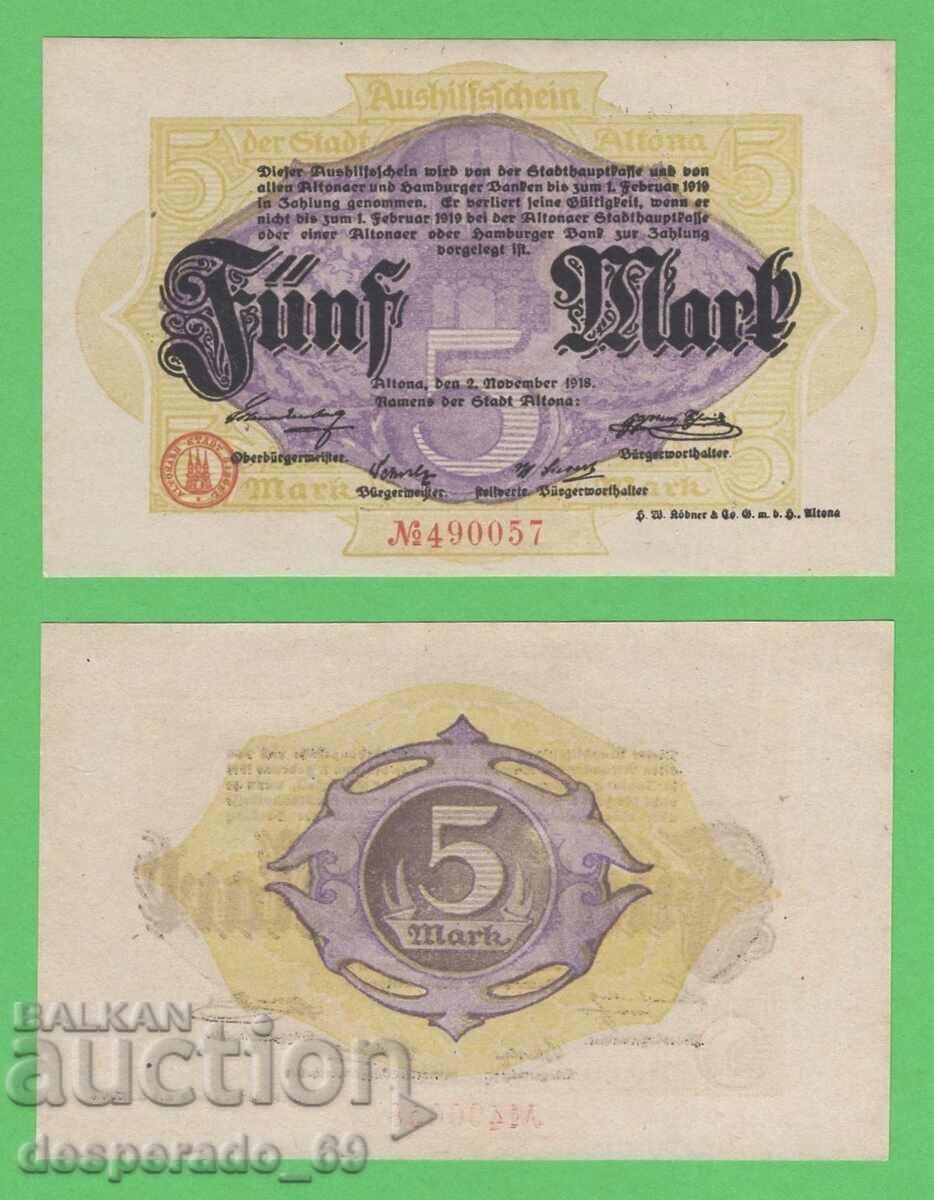 (¯`'•.¸ΓΕΡΜΑΝΙΑ (Altona) 5 γραμματόσημα 1918 UNC ¸.•'´¯)