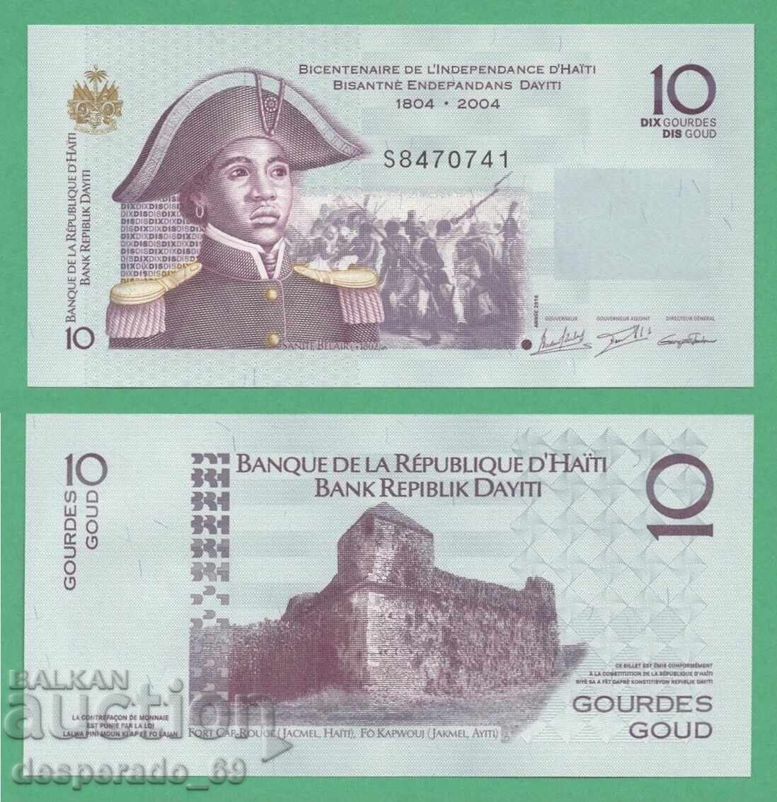 (¯`'•.¸ HAITI 10 gourde 2016 (comemorativ) UNC ¸.•'´¯)