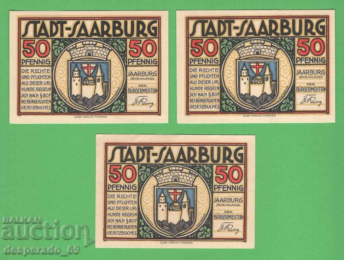 Livrarea (¯`'•.¸NOTGELD (or. Saarburg) 1921 UNC - 6 bancnote¸.•'´¯)