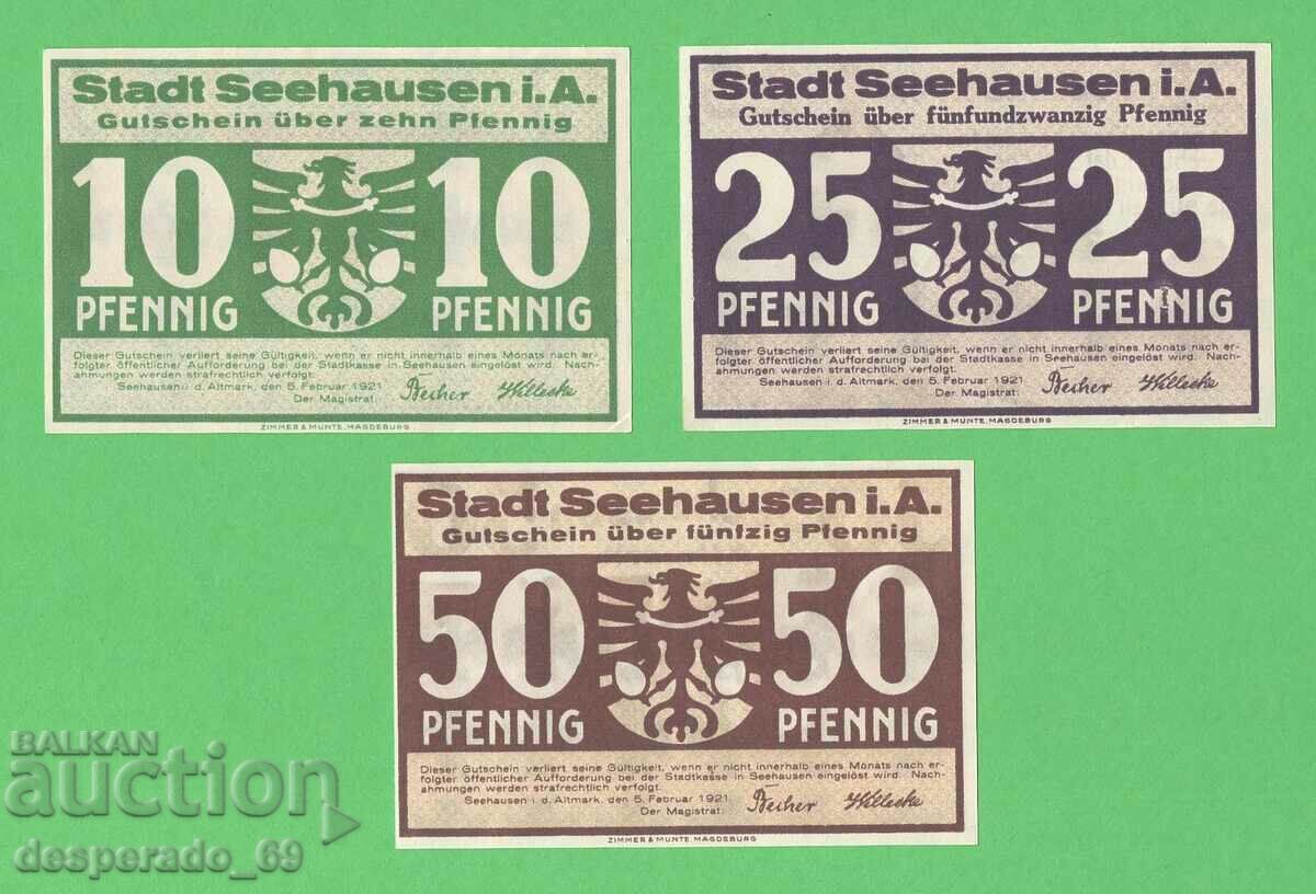 (¯`'•.¸NOTGELD (πόλη. Seehausen) 1921 UNC -3 τεμ. τραπεζογραμμάτια.•'´¯) με τιμή 8.10 BGN | € 4.14