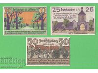 (¯`'•.¸NOTGELD (oraș. Seehausen) 1921 UNC -3 buc. bancnote.•'´¯)