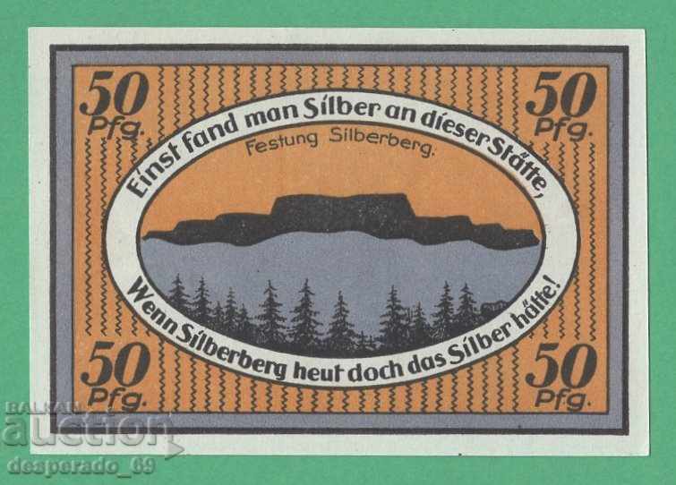 (¯`'•.¸NOTGELD (orașul Silberberg) 1921 UNC -50 pfennig¸.•'´¯)
