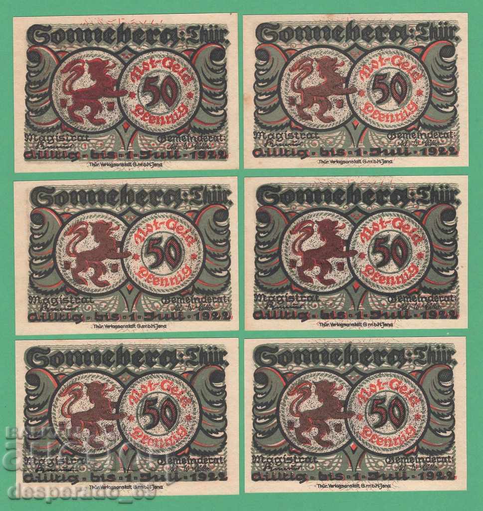 (¯` '• .¸NOTGELD (gr. Sonneberg) 1922 UNC -6 banknotes. •' ´¯) with price 18.00 BGN | € 9.20