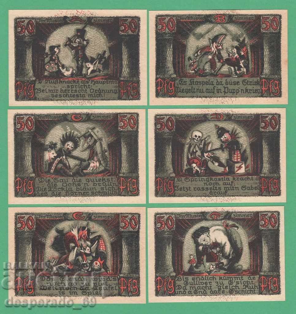 (¯`'•.¸NOTGELD (гр. Sonneberg) 1922 UNC -6 бр.банкноти.•'´¯)