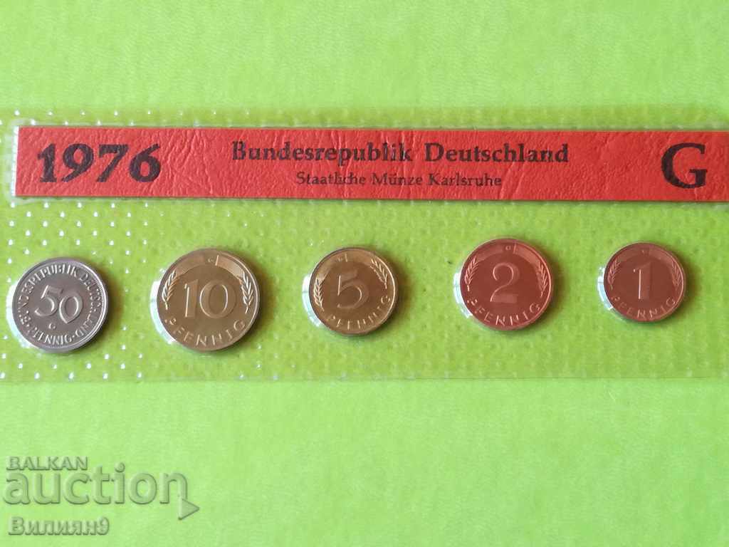 Set of exchange coins / pfennigs / Germany 1976 "G" Proof