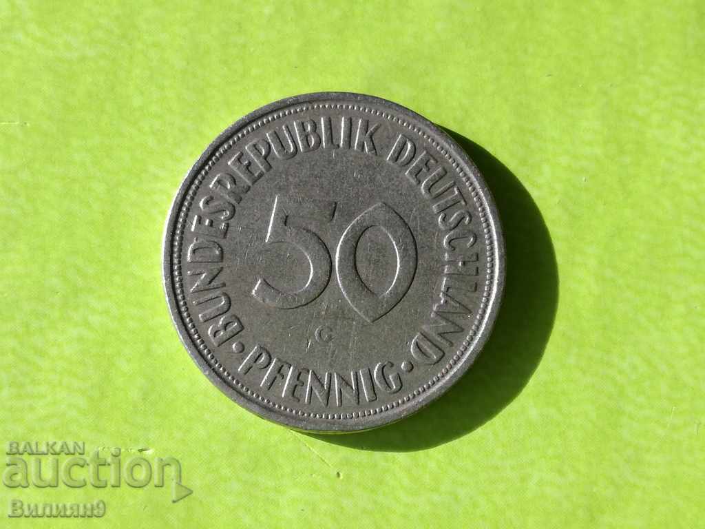 50 pfennigs 1950 '' G '' Germany