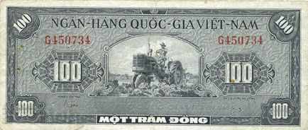 Sudul Vietnamului 100 dong 1955 P-8a bancnotă rară calitate