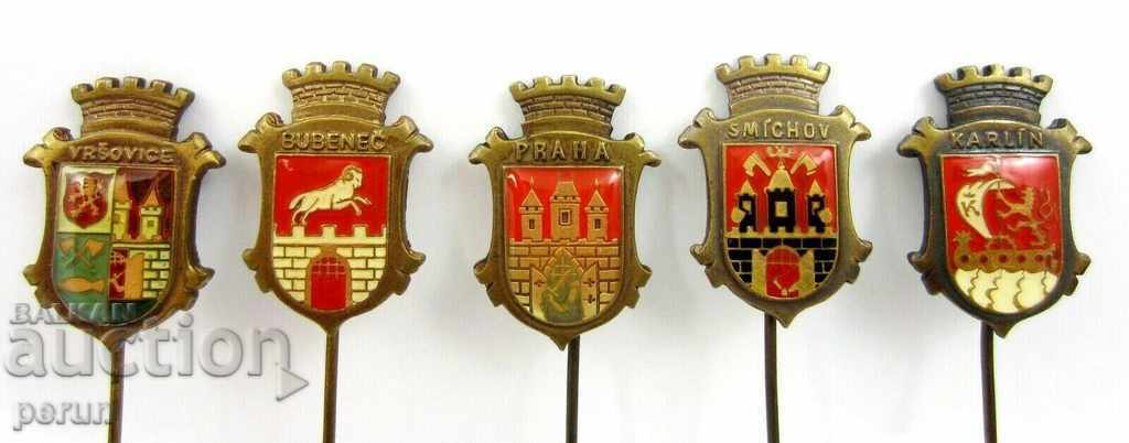 CZECH REPUBLIC-CZECHOSLOVAKIA-COAT OF ARMS-OLD COAT BADGES-LOT OF 5 BADGES with price 24.00 BGN | € 12.27 CZECH REPUBLIC-CZECHOSLOVAKIA-COAT OF ARMS-OLD COAT BADGES-LOT OF 5 BADGES with price 24.00 BGN | € 12.27