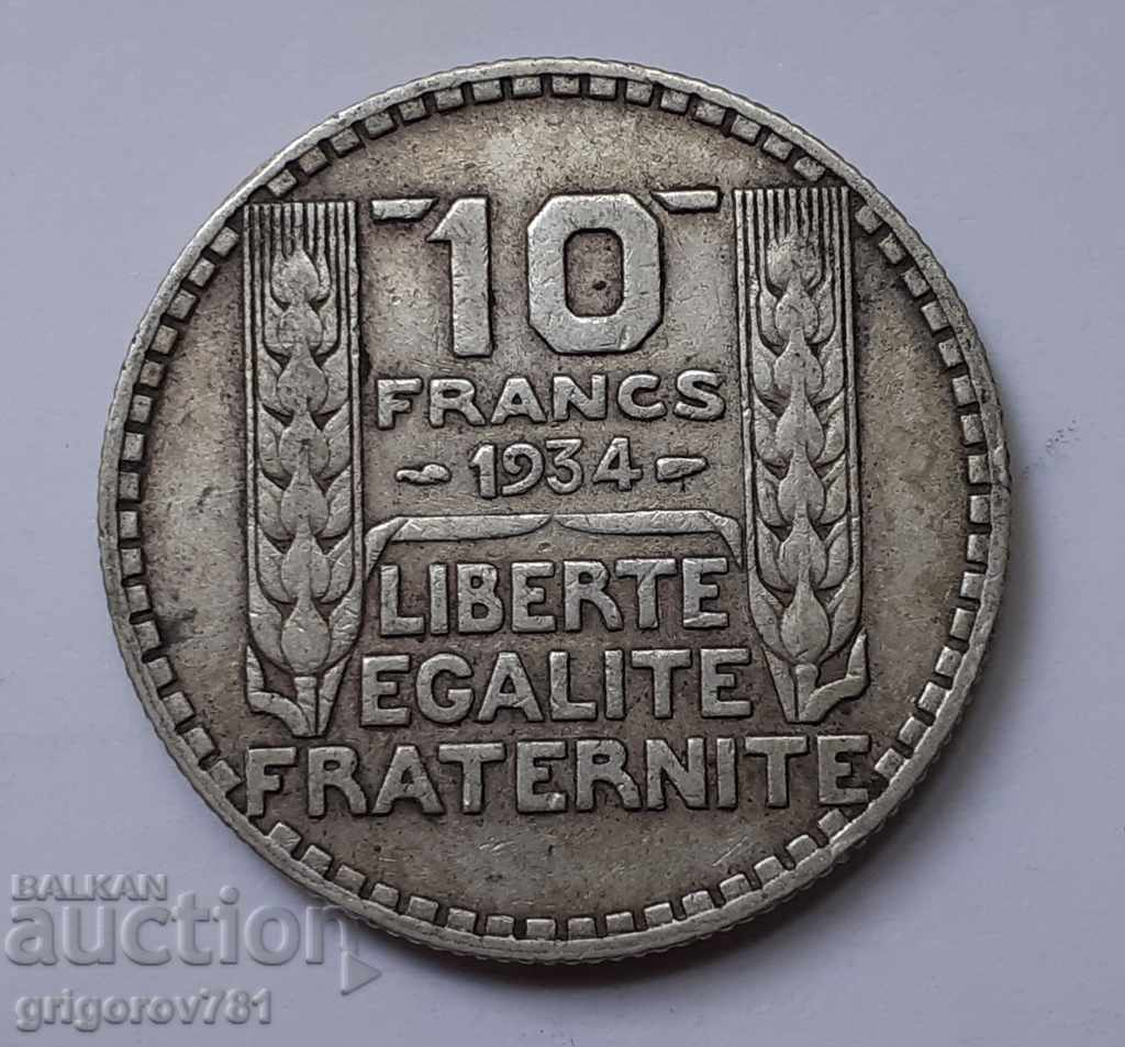 10 франка сребро Франция 1934 - сребърна монета #3