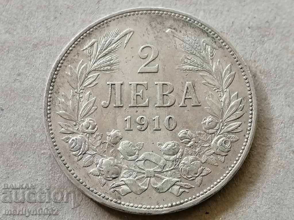 Coin BGN 2 1910 Kingdom of Bulgaria silver