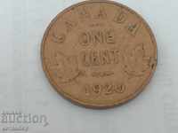 Canada 1 cent 1920 monedă de cupru