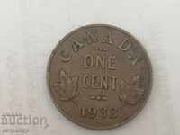 Canada 1 cent 1933 monedă de cupru