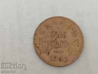 Canada 1 cent 1932 monedă de cupru