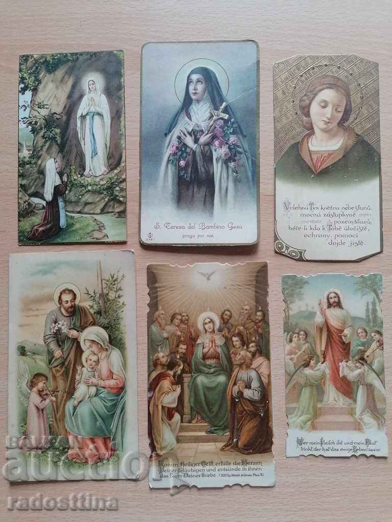 Lot of old colored cards Jesus Christ Virgin Mary