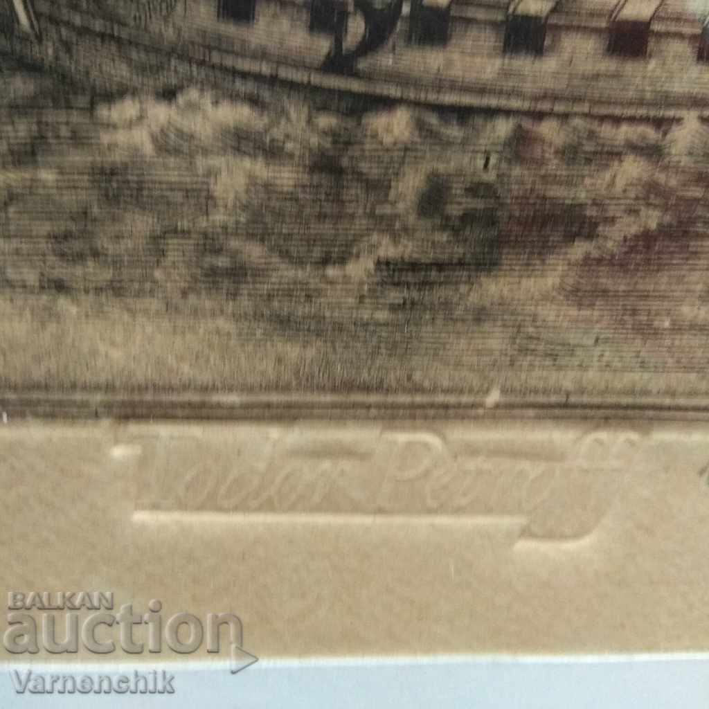 Engraving lithograph by TODOR PETROV signature dated - 5