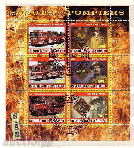 Djibouti 2007 Scouts / Fire block of 6 stamped stamps