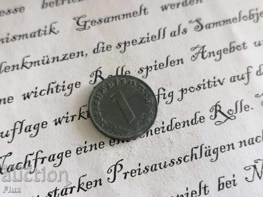 Райх монета - Германия - 1 пфениг | 1943г.; серия D