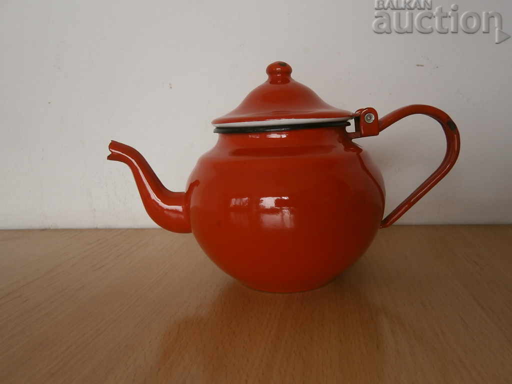 GREAT LITTLE RED enameled teapot 60s with price 31.00 BGN | € 15.85 GREAT LITTLE RED enameled teapot 60s with price 31.00 BGN | € 15.85