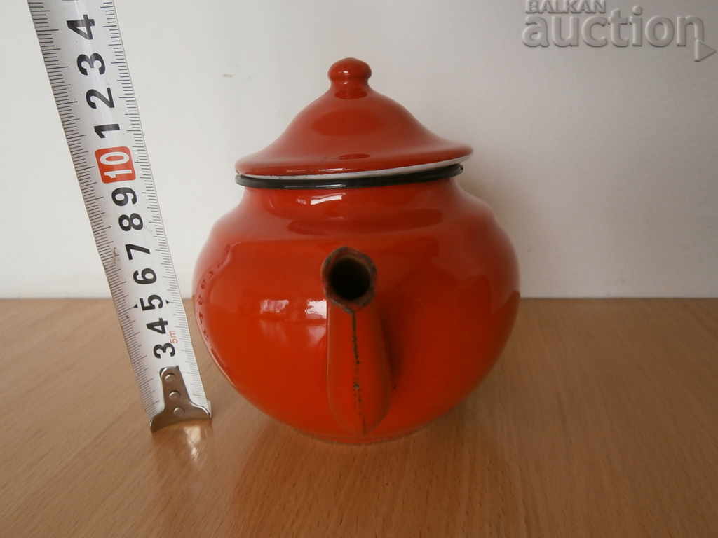 Auction GREAT LITTLE RED enameled teapot 60s Auction GREAT LITTLE RED enameled teapot 60s