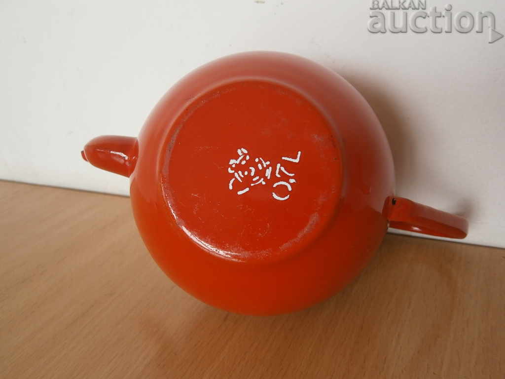 GREAT LITTLE RED enameled teapot 60s - 5 GREAT LITTLE RED enameled teapot 60s - 5