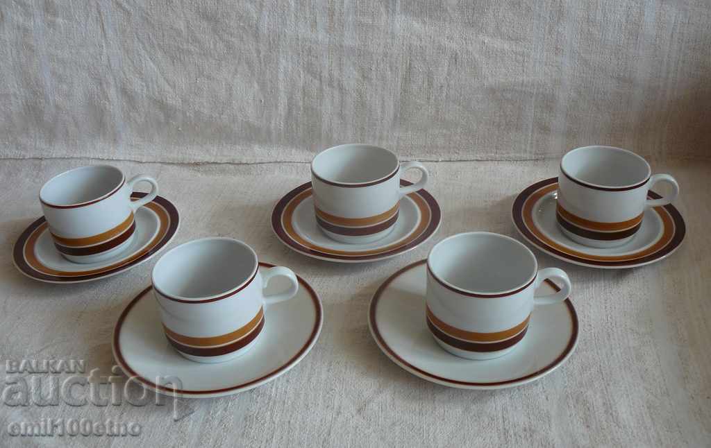 Set of 5 porcelain coffee cups Maastrcht Mosa Netherlands