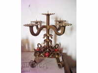 Old large wrought iron candle holder for 5 candles