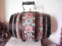 Old painted wooden barrel