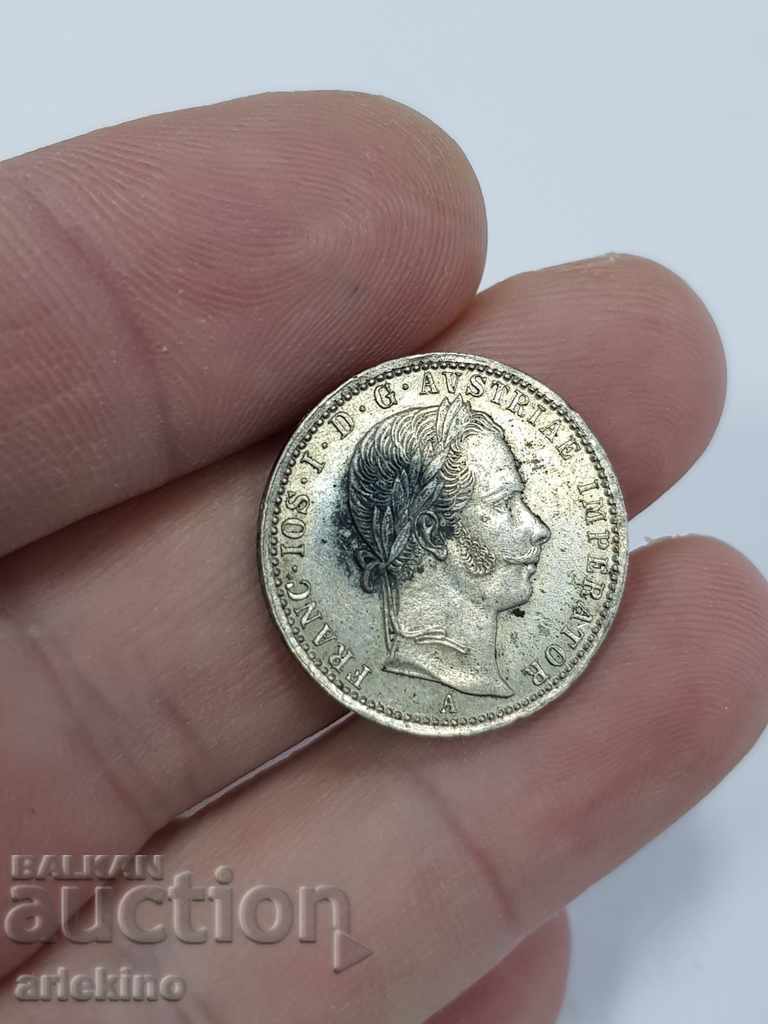 Rare Austrian silver coin 1/4 FL 1861 UNC - 7 Rare Austrian silver coin 1/4 FL 1861 UNC - 7