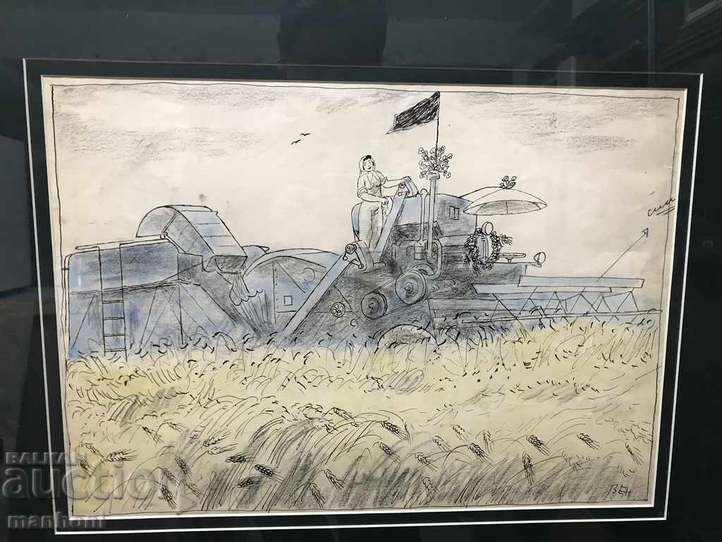 1473 Stoyan Venev Combiner watercolor ink signed R 31/43 with price 800.00 BGN | € 409.03 1473 Stoyan Venev Combiner watercolor ink signed R 31/43 with price 800.00 BGN | € 409.03