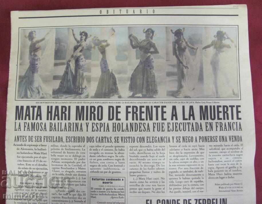 1917-1918. Page from the newspaper Photo Mata Hari with price 150.00 BGN | € 76.69 1917-1918. Page from the newspaper Photo Mata Hari with price 150.00 BGN | € 76.69