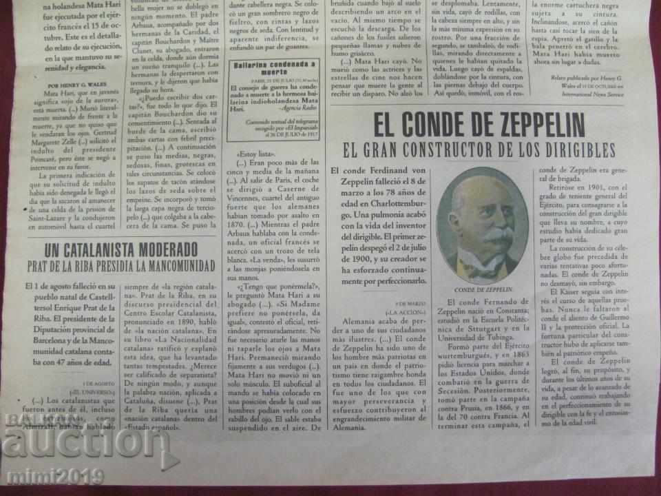 Auction 1917-1918. Page from the newspaper Photo Mata Hari Auction 1917-1918. Page from the newspaper Photo Mata Hari