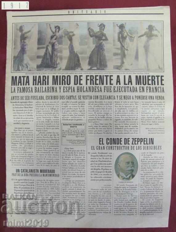1917-1918. Page from the newspaper Photo Mata Hari