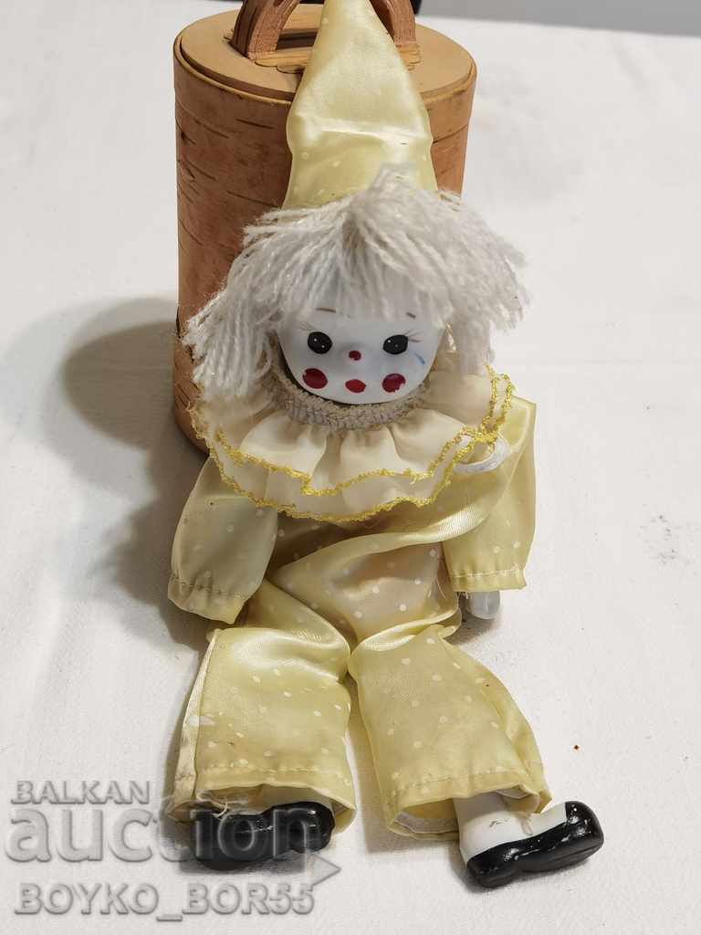 Πρωτότυπο κούκλα από ρωσική αντίκα πορσελάνης Harlequin