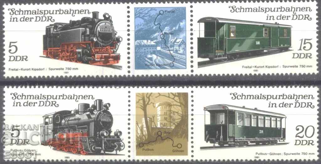 Чисти марки Влакове Локомотиви Вагони 1981 от ГДР Германия