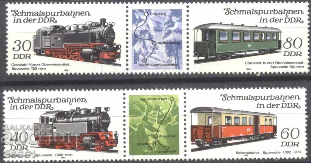 Чисти марки Влакове Локомотиви Вагони 1984 от ГДР Германия